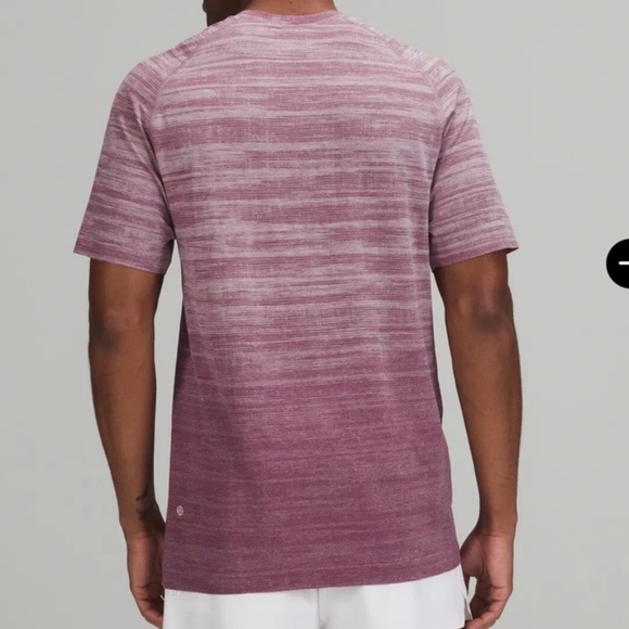 Lululemon Metal Vent Tech Short Sleeve Static Storm Stripe Plum/Dusty Rose - Picture 2 of 6